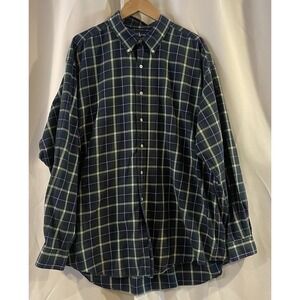 Ralph Lauren Blake Button Down Shirt Men's Long Sleeve Logo Plaid Navy Green XXL